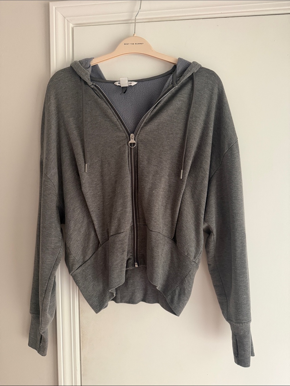 Athleta Grey Zip-Up Hooded Sweatshirt